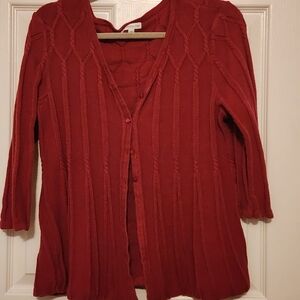 croft & barrow Brick Red Open-Front Knit Cardigan